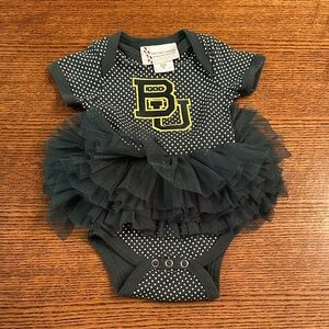 Baylor University Baby Tutu Bodysuit - Dark Green with Polka Dots